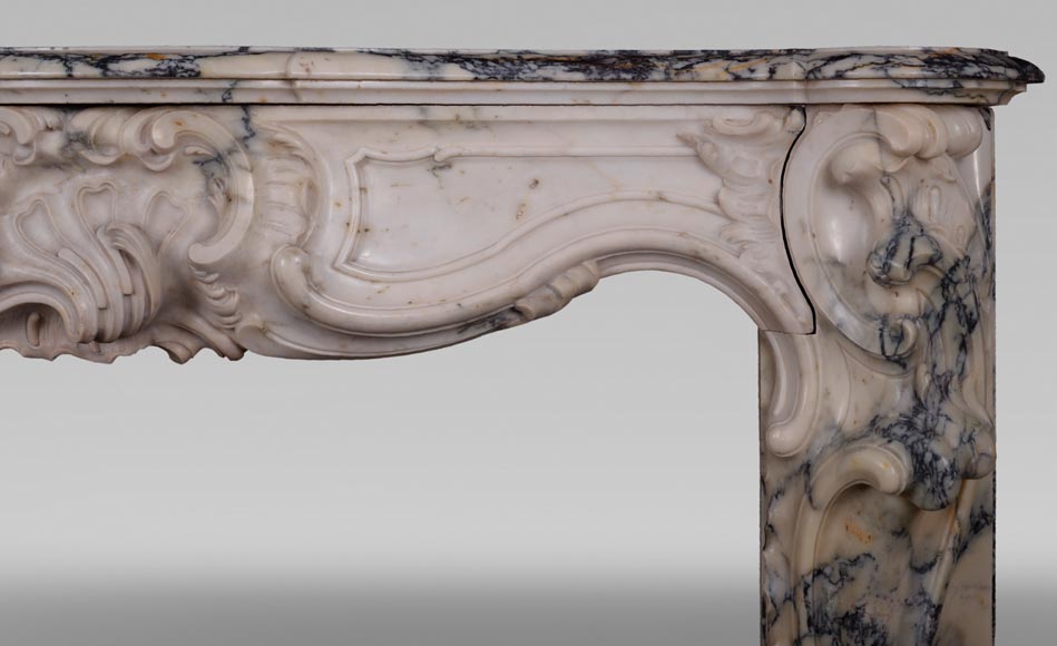 Antique Louis XV style baroque fireplace in Paonazzo marble-12