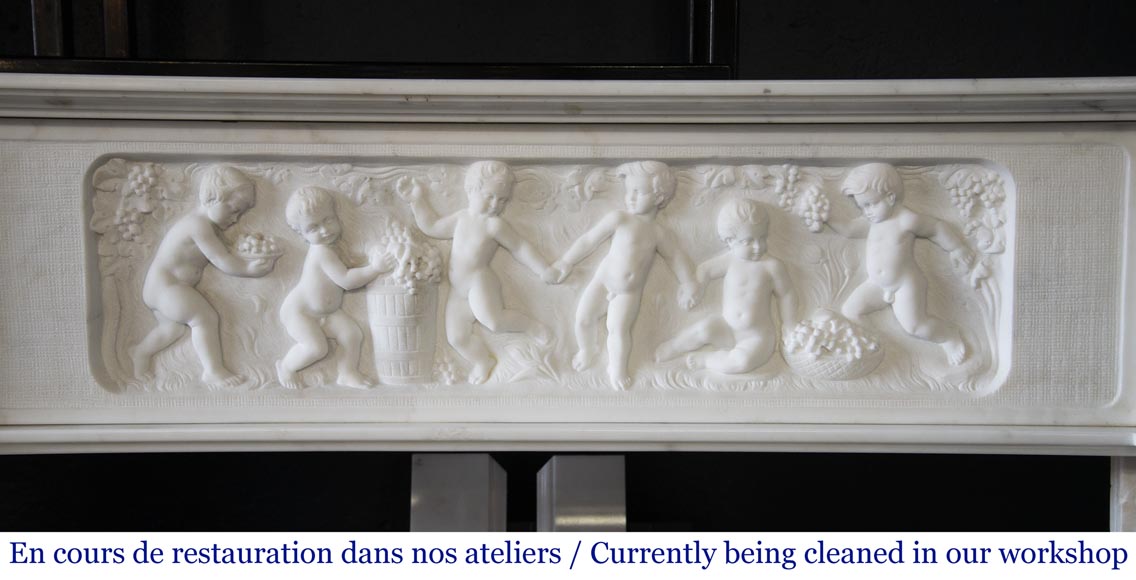 Carrara marble fireplace with Adam and Eve decoration-1