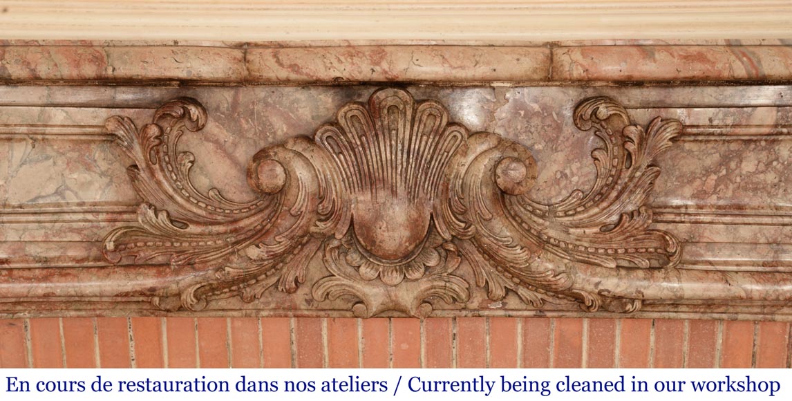 Antique Regence style mantel richly sculpted in Escalettes marble-1