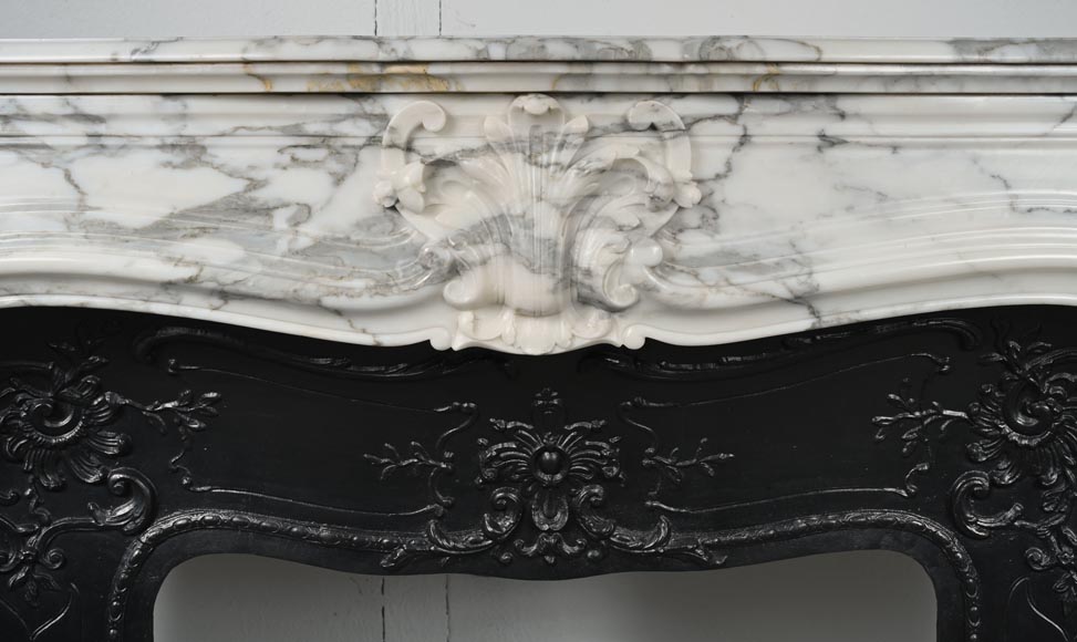 Regence style scrolled mantel carved in Arabescato marble-1