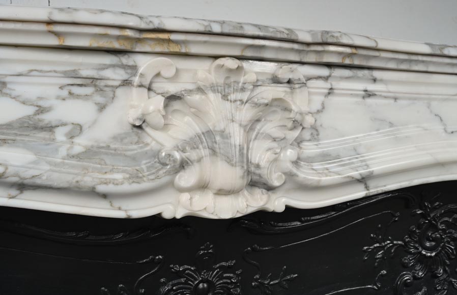 Regence style scrolled mantel carved in Arabescato marble-3