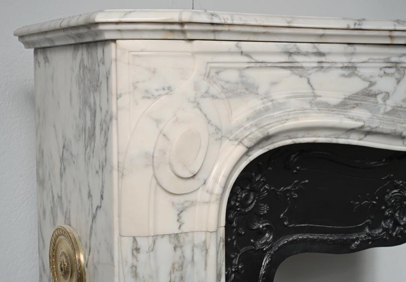 Regence style scrolled mantel carved in Arabescato marble-5