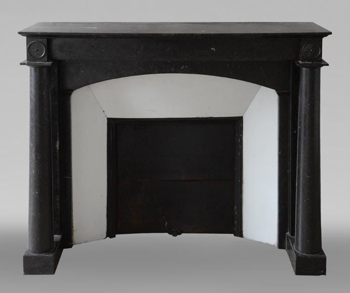 Antique Empire style fireplace in Petit Granit Belge marble-0