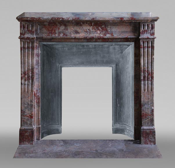 Antique Louis XVI style mantel in Enjugerais marble with its hearth floor-0