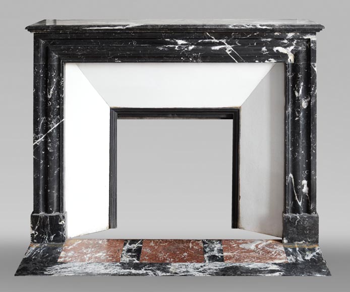 Antique Louis XIV style mantel in black Marquina marble.-0