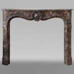 Antique Louis XV period mantel in Rance red marble, 18th century
