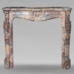 Louis XV style three shell mantel in Enjugerais marble