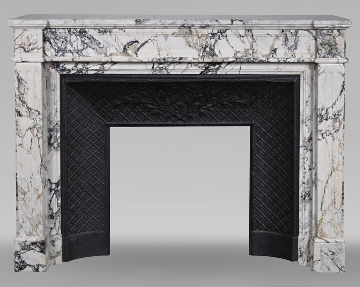 Louis XVI style mantel with fluted legs carved in Sarravenza marble-0