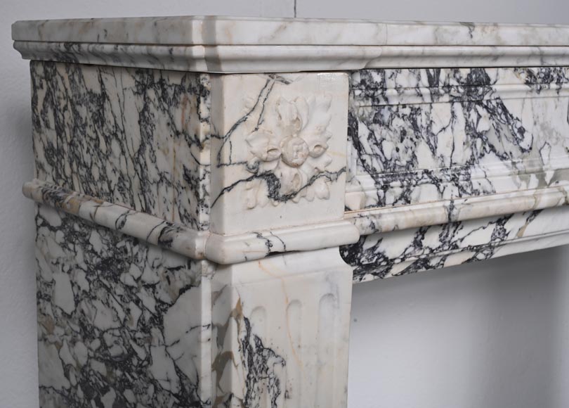 Louis XVI style mantel with fluted legs carved in Sarravenza marble-3