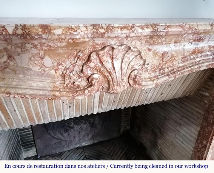 Antique Louis XV style mantel in Breccia Corallina-1