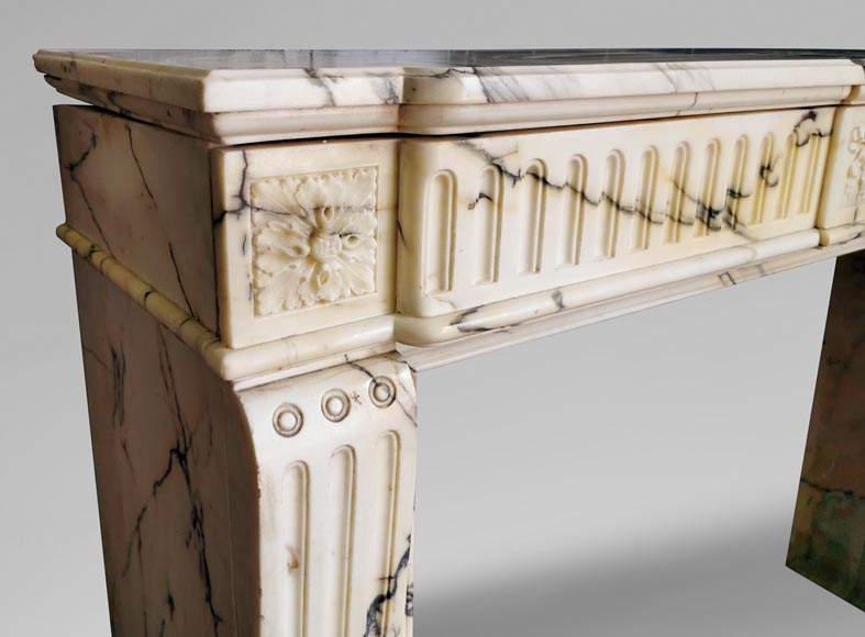  Louis XVI style fireplace in Paonazzo marble with a flowers garland-3