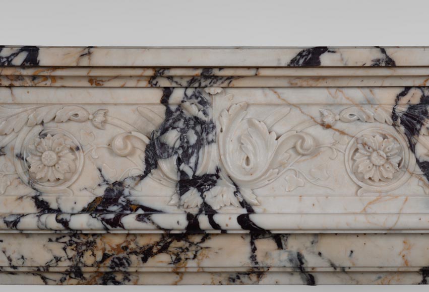 Beautiful Louis XVI style fireplace with half column in Panazeau marble-1