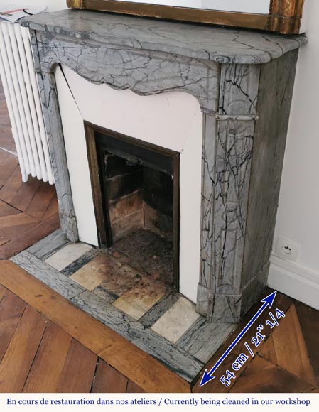 Small Pompadour fireplace in Bleu Fleury marble-5