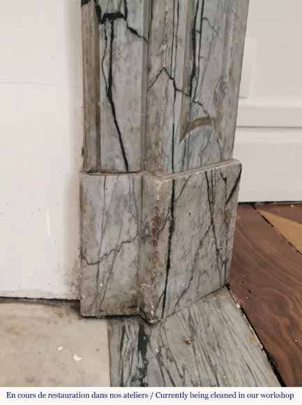 Small Pompadour fireplace in Bleu Fleury marble-7