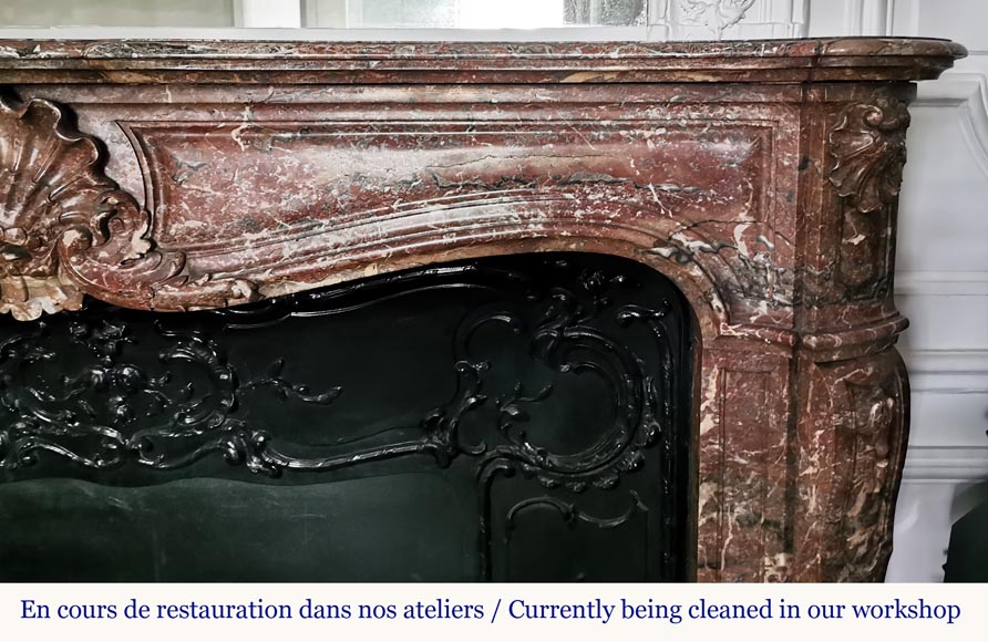 Beautiful Louis XV style fireplace in Red of the North marble -6