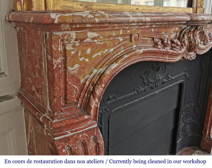 Louis XV style fireplace in Breche de Saint-Maximin marble-5