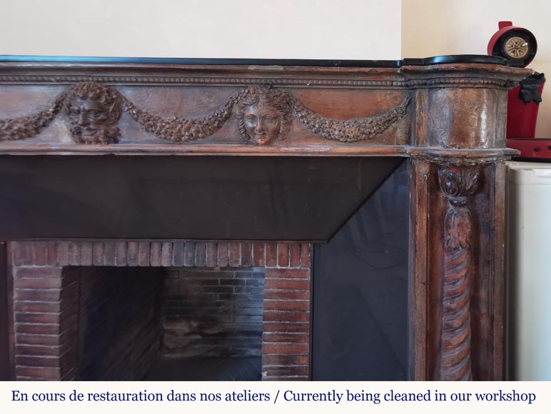 Rare terra cotta Louis XVI style mantel with twisted columns, early 19th century-10