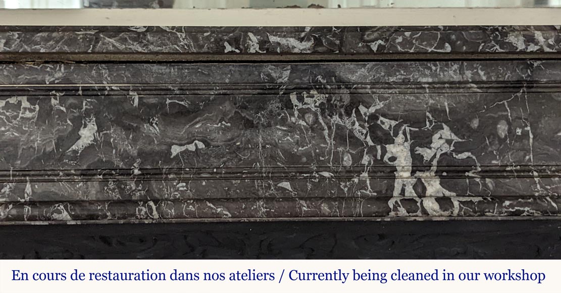 Large Louis XVI period mantel in Saint-Anne Grey marble-1