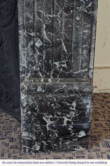 Large Louis XVI period mantel in Saint-Anne Grey marble-7