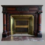 Napoléon III mantel in Red Griotte marble and Belgium black marble with composite columns