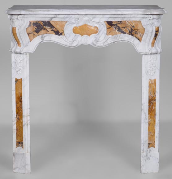 Small 18th century provençal fireplace in brèche and Carrara marble-0