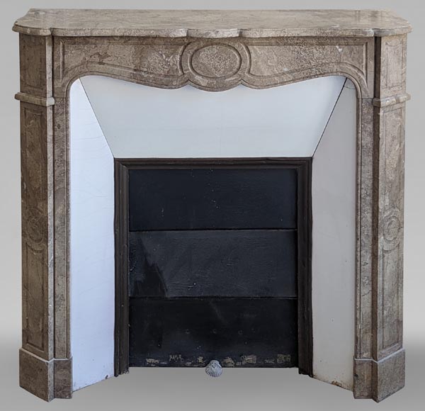 An antique Louis XV style fireplace, Pompadour model, in Lunel marble-0