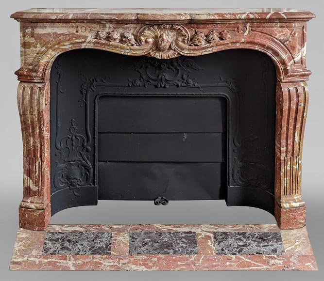Louis XV style fireplace in Breche de Saint-Maximin marble-0