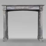 Restoration period mantel in light Turquin marble with detached columns and carved entablature