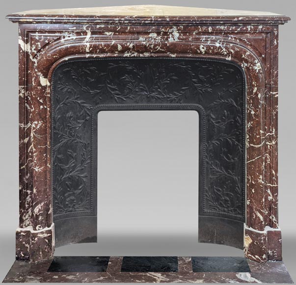 Louis XIV style mantel in Red marble from the North-0