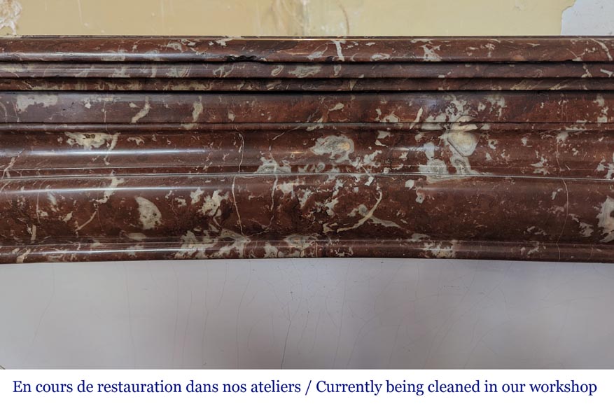 Louis XIV style mantel in Red marble from the North-1