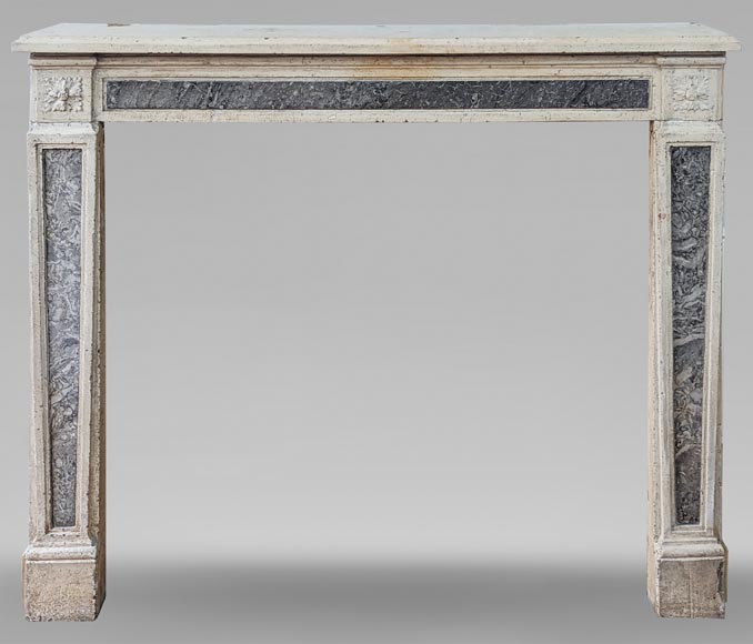 Louis XVI period stone and marble mantel-0