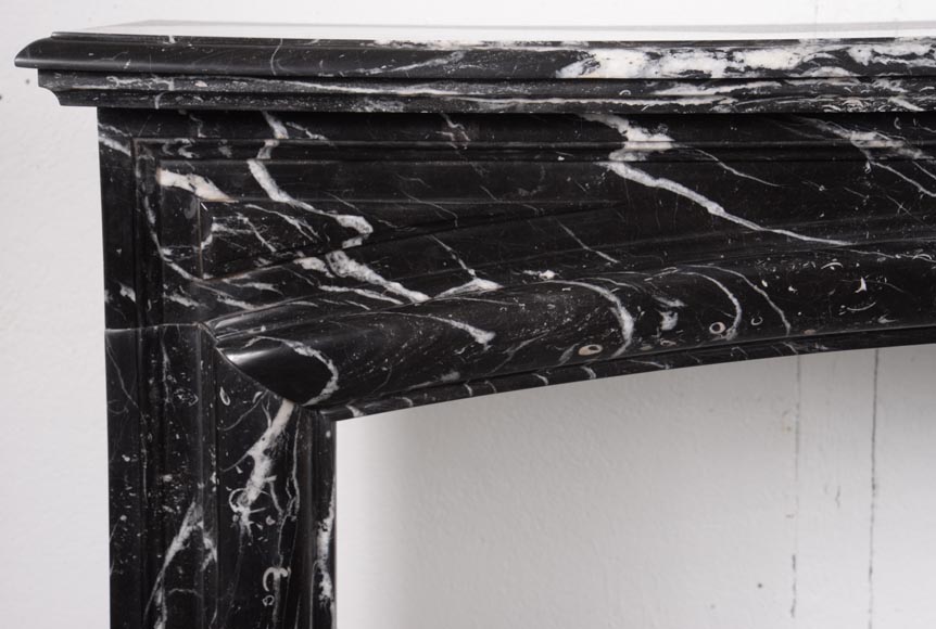 Louis XIV style mantel in black Marquina marble-2