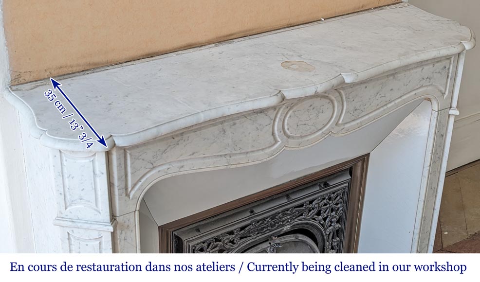 Louis XV style Pompadour mantel in Carrara marble-9