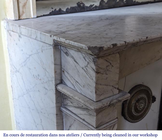 Restoration period mantel with console legs in veined Carrara marble-6