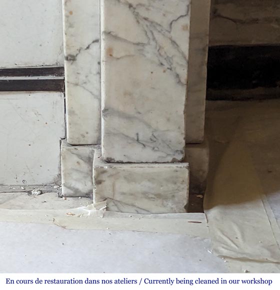 Restoration period mantel with console legs in veined Carrara marble-7