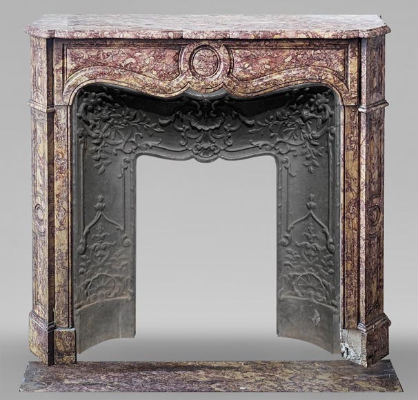 Louis XV style Pompadour mantel in Brocatelle marble-0