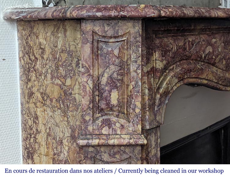 Louis XV style Pompadour mantel in Brocatelle marble-3
