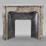 Louis XV style Pompadour mantel in veined grey marble