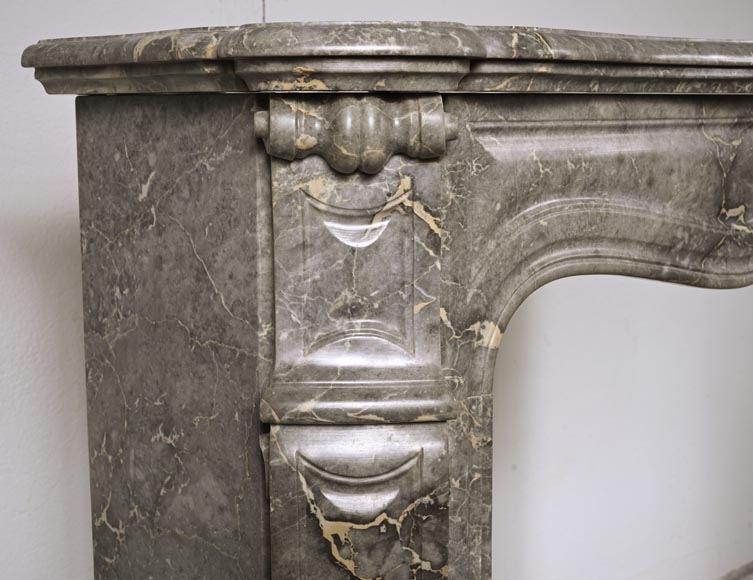 Louis XV style Pompadour mantel in veined grey marble-3