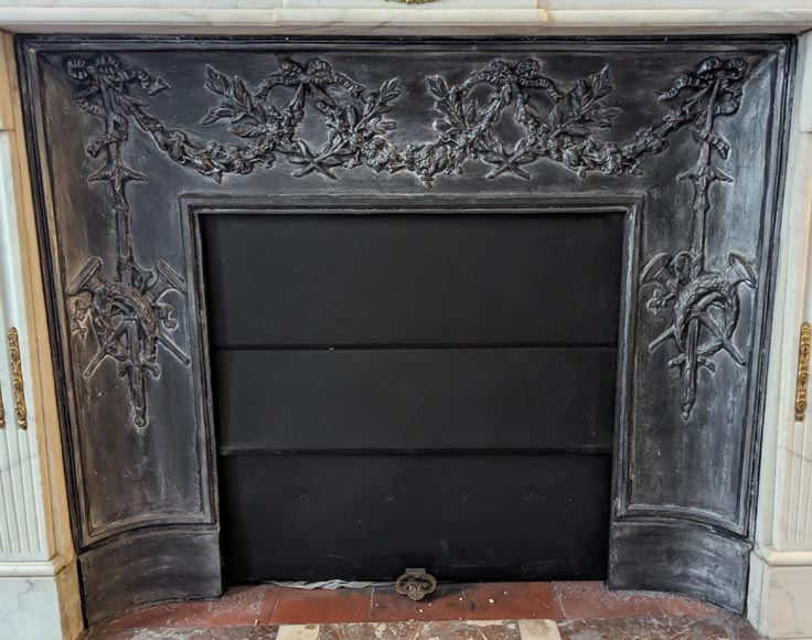 Louis XVI style mantel with garland and frieze of flowers-13