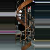 Escalier à colimaçon en bois avec rampe en corde. - Réf.9054&nbsp;Hauteur&nbsp;354cm