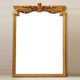 Large overmantel mirror in gilded wood and stucco - Reference 9133&nbsp;Width&nbsp;5' 6'' ⅛&nbsp;&nbsp;&nbsp;168cm&nbsp;Height&nbsp;7' 1'' ⅞&nbsp;&nbsp;&nbsp;218cm