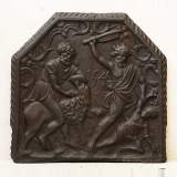 Very rare antique fireback from 1545. - Reference 9159&nbsp;Width&nbsp;2' 6'' ¾&nbsp;&nbsp;&nbsp;78cm&nbsp;Height&nbsp;2' 5'' ½&nbsp;&nbsp;&nbsp;75cm
