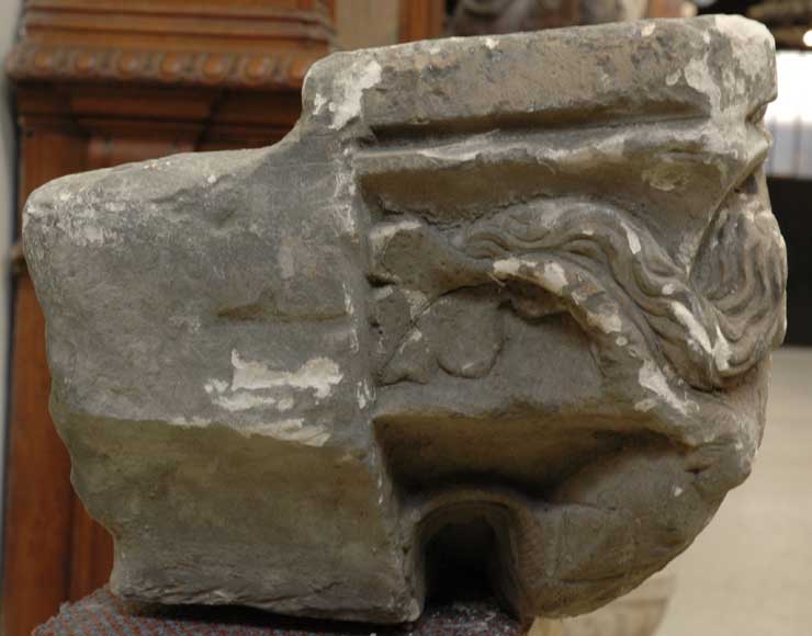 Gothic stone capital with coat of arms-4