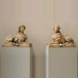 Pair of sphinxes in terra cotta - Reference 9231&nbsp;Width&nbsp;2' 8'' ¼&nbsp;&nbsp;&nbsp;82cm&nbsp;Height&nbsp;2' '' ¾&nbsp;&nbsp;&nbsp;63cm
