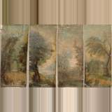 Four decorative painted panels from 1876 - Reference 9313 Width 2' 9'' ⅛ 84cm Height 6' 4'' ⅜ 194cm Four decorative painted panels from 1876 - Reference 9313 Width 2' 9'' ⅛ 84cm Height 6' 4'' ⅜ 194cm