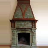 Flambé glazed tile mantel signed Greber - Reference 9334&nbsp;Width&nbsp;5' 7'' ⅜&nbsp;Height&nbsp;8' 3'' ¼