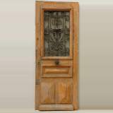 Porte en bois et décor en fer forgé du XIXe - Réf.9429&nbsp;Largeur&nbsp;85cm&nbsp;Hauteur&nbsp;214cm