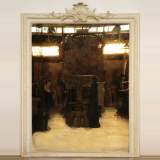 Wood mantel mirror with stucco ornaments - Reference 9437&nbsp;Width&nbsp;3' 8'' ⅞&nbsp;Height&nbsp;4' 10'' ⅝