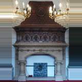 Oak Four Season Mantel on stone column base - Reference 9440&nbsp;Width&nbsp;9' '' ⅝&nbsp;Height&nbsp;12' 5'' ⅝